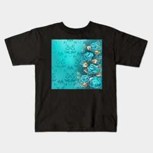 Composition with Turquoise Roses Kids T-Shirt